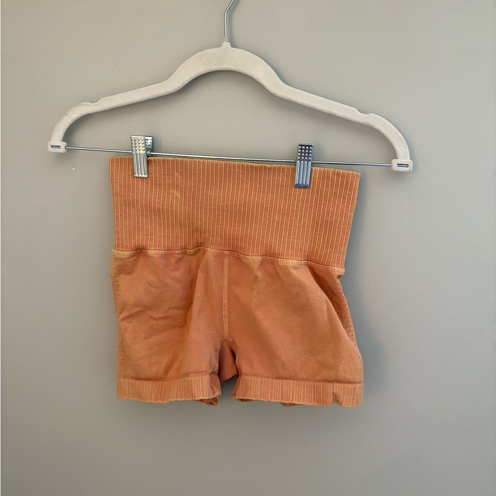 Womens Orange Ribbed Spandex